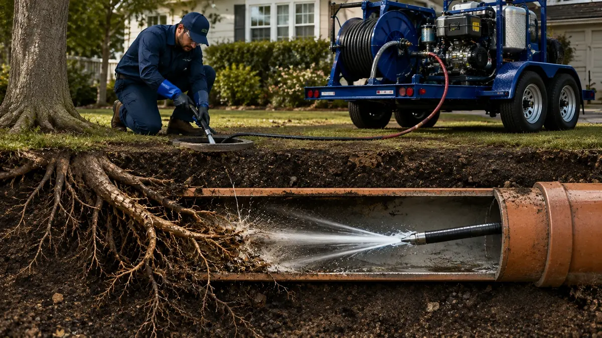Tree Root Removal with Hydro Jetting in Belmont